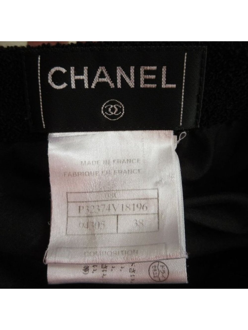 Chanel Tweed Tight Knee-length Skirt Size 38 Black Women 08C - Picture 6 of 7